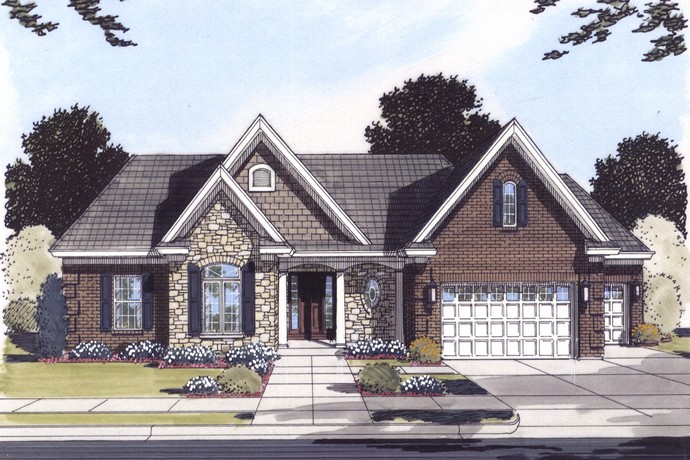 HPP 24178 house Plan COLOR RENDERING FRONT ELEVATION-1