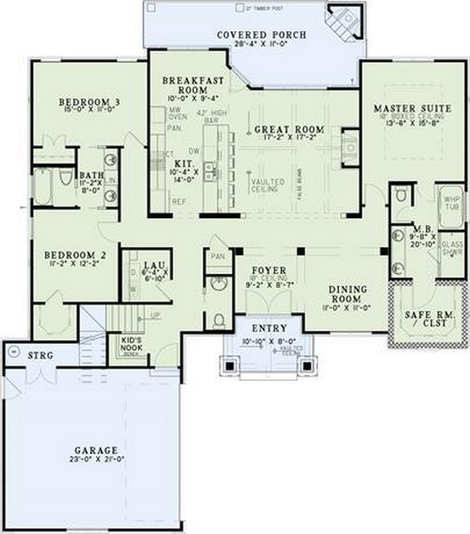 HPP 2329 house plan -Courtyard-Main-Color